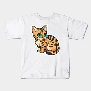 Exotic Bengal Cat Sticker - Premium Quality Kids T-Shirt